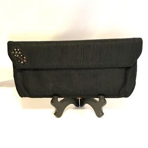 Vintage Palizzio Black Satin Evening Clutch